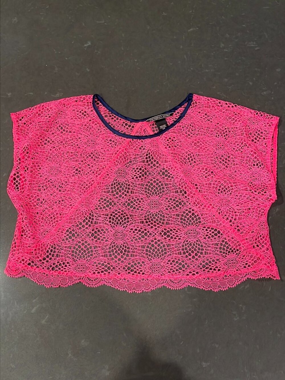 Victoria’s Secret Lingerie Lace Crochet Crop Top with Open Back Small